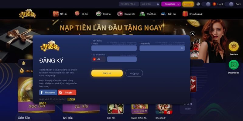Đăng ký và điền tất cả thông tin cần thiết