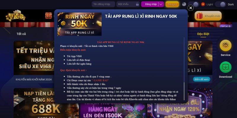 Thưởng lớn khi tải app rung lì xì rinh nhận ngay 50k